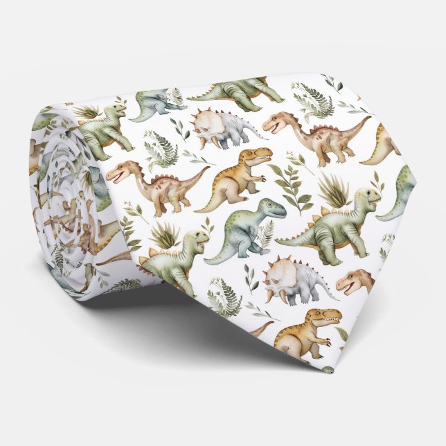 Gravata Padrão de dinossauro com azulejos legais (Rolled)