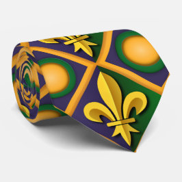 Gravata Padrão de erva Mardi com ouro de fleur-de-lis