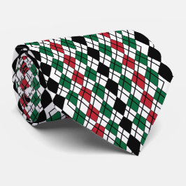 Gravata Padrão de Estilo Vermelho Verde Preto