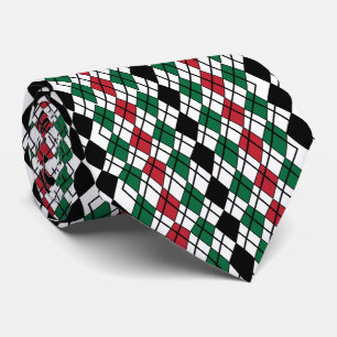 Gravata Padrão de Estilo Vermelho Verde Preto