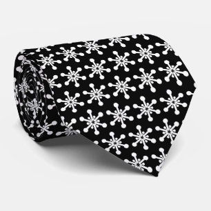 Gravata Padrão de estrela - branco em preto