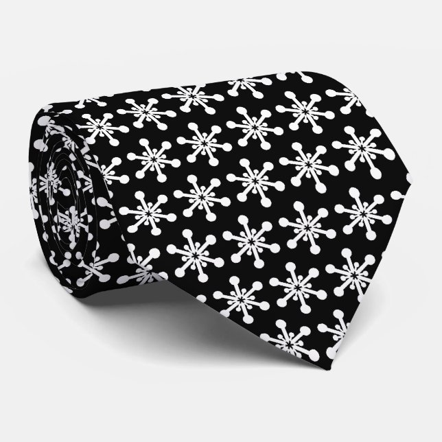 Gravata Padrão de estrela - Branco em preto (Rolled)