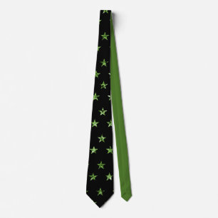 Gravata Padrão de estrela do diamante verde-preto elegante