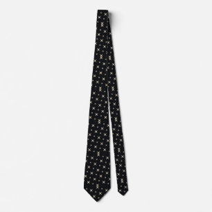 Gravata Padrão de Estrela Preto e Branco