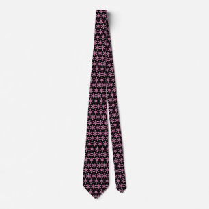 Gravata Padrão de estrela - Rosa em preto