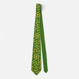 Gravata Padrão de Estrela Triangular Art Deco - Verde e Do