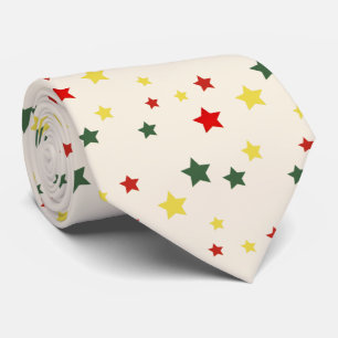 Gravata Padrão de Estrela Vermelha Colorida Natal moderno
