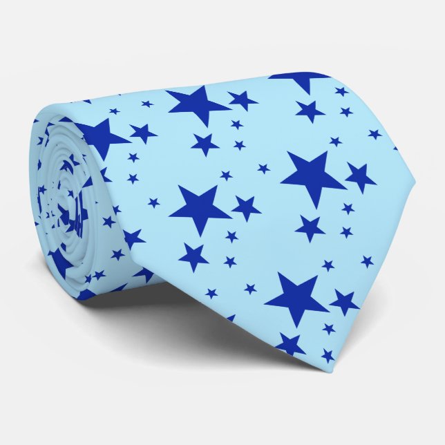 Gravata Padrão de Estrelas Azuis (Rolled)