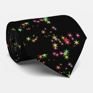 Gravata padrão de estrelas colorido em preto