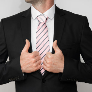 Gravata Padrão de faixas azuis cor-de-rosa e Marinho