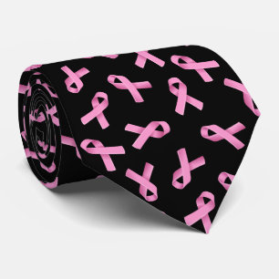 Gravata Padrão de Fita Rosa de Conscientização do Câncer d