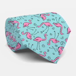 Gravata Padrão de Flamingos Rosa