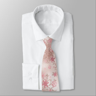 Gravata Padrão de Floco de Neve de Natal Elegante rosa do