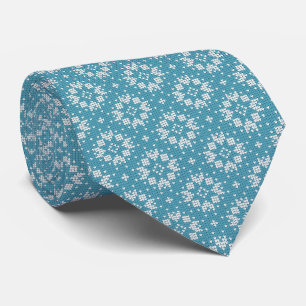 Gravata Padrão de floco de neve de Natal escandinavo azul