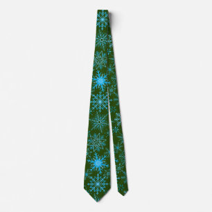 Gravata Padrão de flocos de neve azul D Verde BG