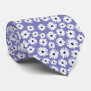 Gravata Padrão de flor de margarida branca azul