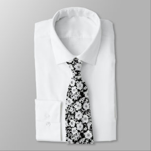 Gravata Padrão de Flor de Renda Branco