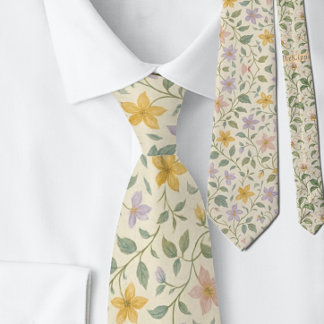 Gravata Padrão de Flor Estrela Pastel Elegante