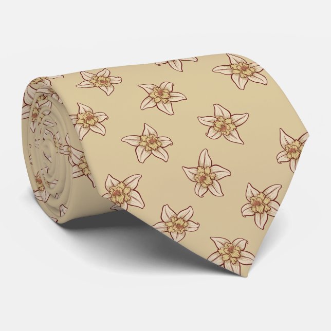 Gravata Padrão de Flor Vanilla (Rolled)