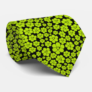 Gravata Padrão de Flor - Verde limão