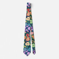 Padrão de Flores Arco-íris Azul Retro