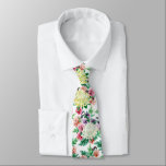 Gravata Padrão de flores coloridas de verão<br><div class="desc">Flores de Verão coloridas e luxuosas num padrão sem costura num fundo branco,  design de aquarelas modernas.</div>