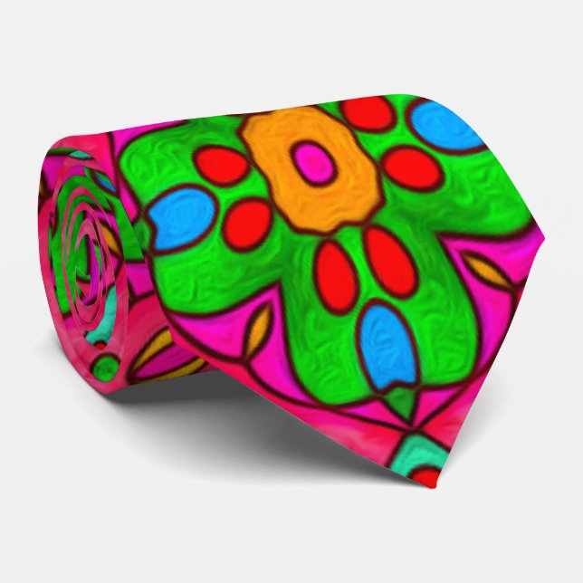 Gravata Padrão de Flores de Abstrato exclusivo (Rolled)