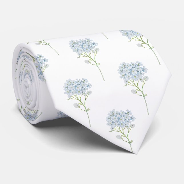 Gravata padrão de flores de hortênsia azul (Rolled)