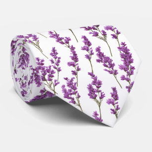 Gravata Padrão de Flores de Lavanda