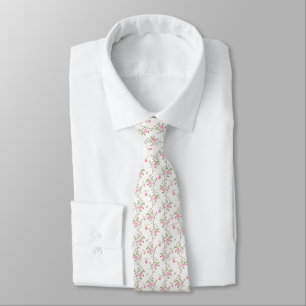 Gravata Padrão de Flores de Rosas Rosa Elegante