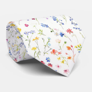 Gravata Padrão de Flores Silvestres Brilhantes