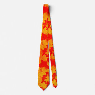 Gravata Padrão de Folha de outono Vermelho e Folhas de Our