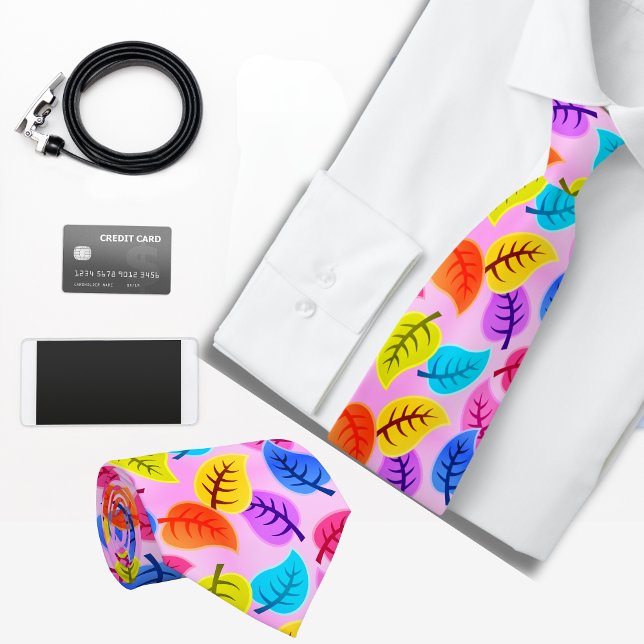 Gravata Padrão de Folha do Havaí retrô-rosa (Criador carregado)