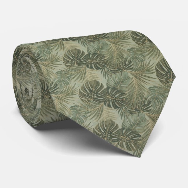 Gravata Padrão de Folha Tropical de Monstera (Rolled)