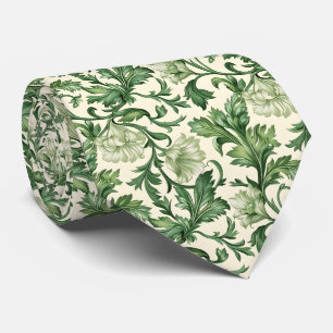Gravata Padrão de folhas de acanto verde escuro ornamentad