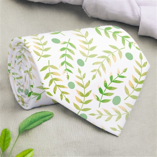 Gravata Padrão de Folhas de Folha de Folha Verde e Amarelo (Criador carregado)