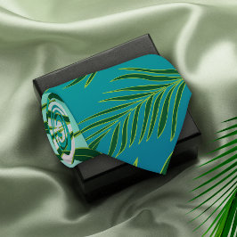 Gravata Padrão de Folhas Tropicais
