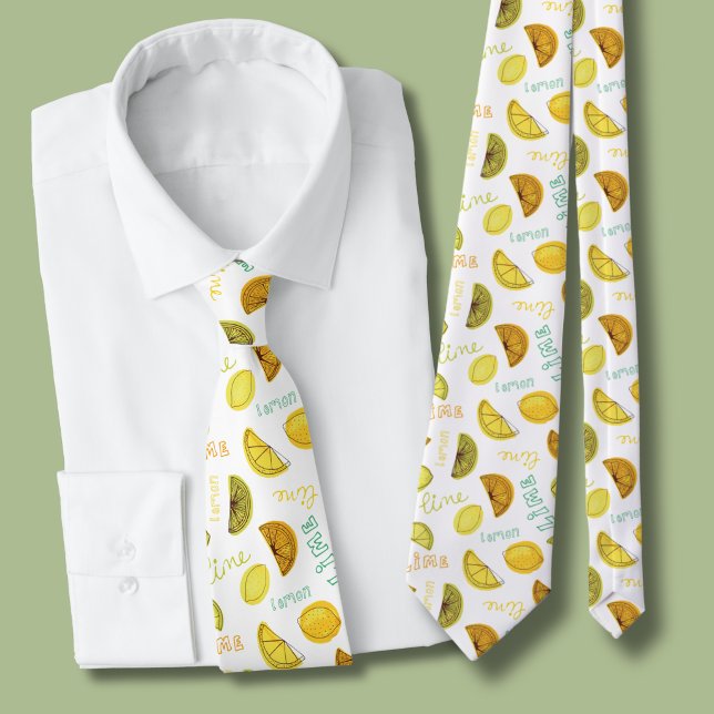 Gravata Padrão de Fruta de limão e Limão (Lemon and lime pattern tie)