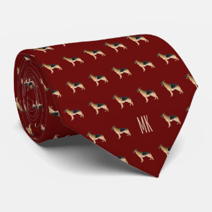 Gravata Padrão de German shepherd Elegante Vermelho Monogr