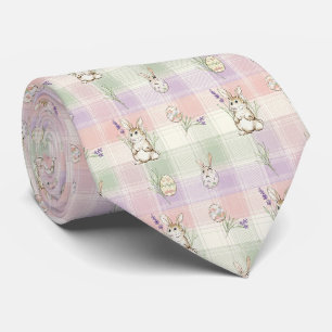 Gravata Padrão de Gingham de Ovo de Coelho Pastel de Prima