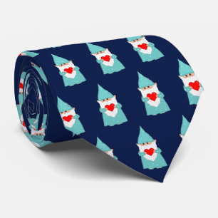 Gravata Padrão de Gnome de Natal Moderno em Azul Marinho