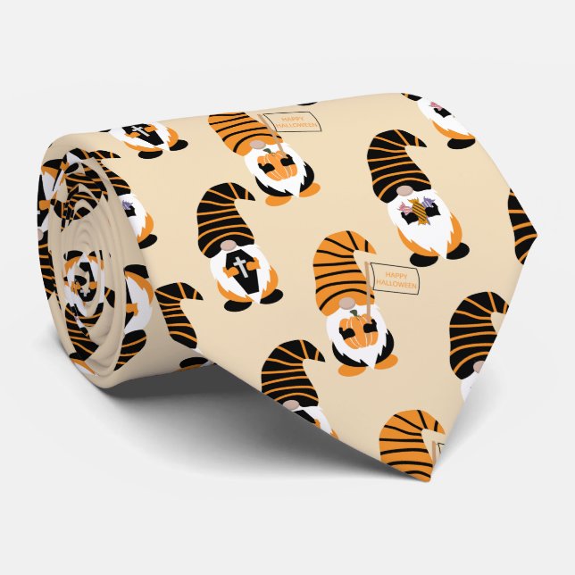 Gravata Padrão De Gnomos, Gnomos Halloween Trick Ou Tratat (Rolled)