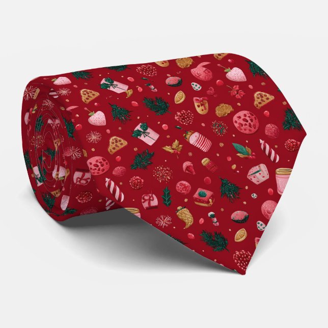 Gravata Padrão de Guloseimas de Natal com Morango Festivo (Rolled)
