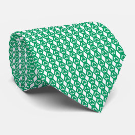 Gravata Padrão de Hexágono Branco Verde Trevo