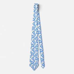 Gravata Padrão de Hibiscus Retro Havaiano Azul