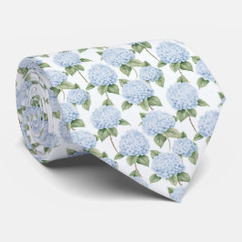 Gravata Padrão de Hortênsia Azul Floral Botânico Aquarela