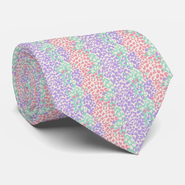 Gravata Padrão de Impressão Animal Leopardo Pastel (Rolled)