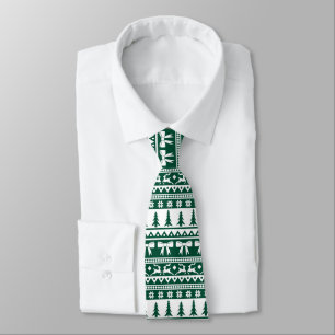 Gravata Padrão de Knit de Suéter Faux de Natal Verde e Bra