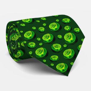 Gravata Padrão De Lâmpadas De Óleo Verde Pintado,