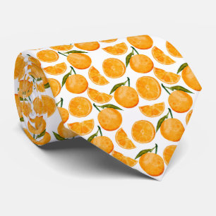 Gravata Padrão de Laranja em Aquarela